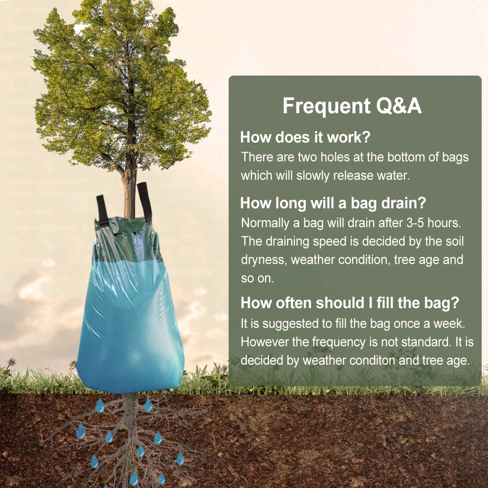 Remiawy Tree Watering Bag, 20 Gallon Slow Release Irrigation Watering Bag for Trees, Made of Durable PVC Material with Zipper (5 Pack 5-8 Hours Releasing Time) - Image 3